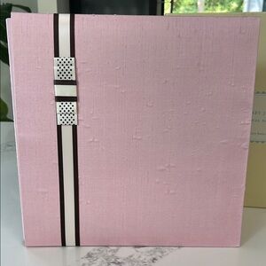 Pottery Barn Kids Pink and Brown  Baby Scrapbook with Ribbon Design